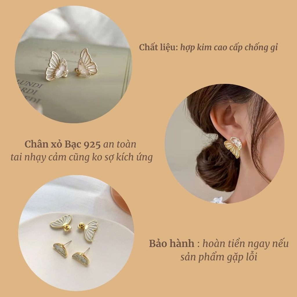Bông tai nữ hình bướm đính đá Her Accessories chuôi bạc 925 phụ kiện trang sức đi tiệc H123