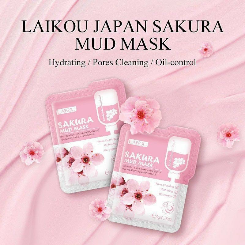 𝑭𝒓𝒆𝒆𝒔𝒉𝒊𝒑1 Gói Mặt nạ bùn Hoa anh đào  cấp nước sạch da kiềm dầu Japan Sakura Mud Mask