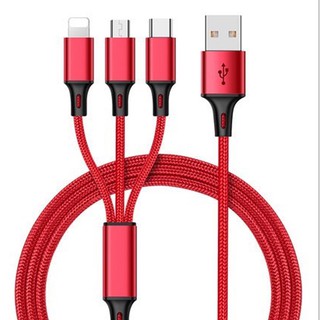 Dây sạc 3 đầu tiện lợi sạc nhanh chống gãy gập