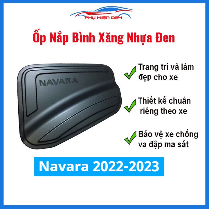 Ốp nắp xăng Navara 2022-2023 nhựa đen bảo vệ chống trầy trang trí ô tô