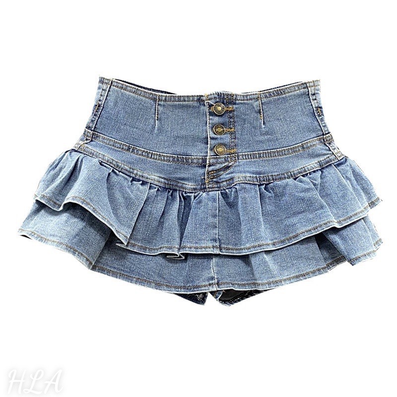 Chân váy jean bèo tầng