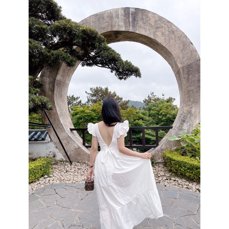 ( Ảnh thật ) V0439 Váy maxi xẻ chân nơ lưng | BigBuy360 - bigbuy360.vn