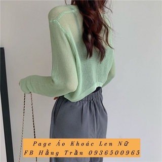 Áo khoác len lửng mỏng tay dài bo eo.