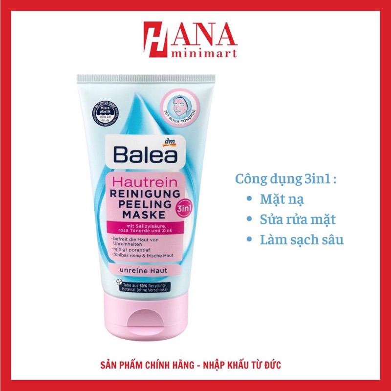 Sữa Rửa Mặt Dành Cho Da Mụn Balea 3In1 – Làm Sạch , Tẩy Da Chết & Mặt Nạ Dưỡng Da - 150G