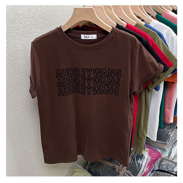 Áo thun tay ngắn cổ tròn in chữ trẻ trung dành cho nữ