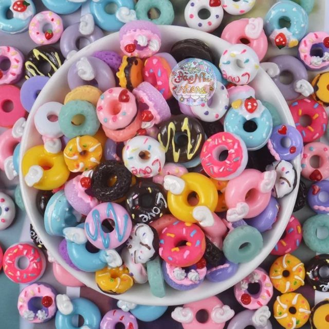 Charm bánh Donut/charm slime/nguyên liệu slime