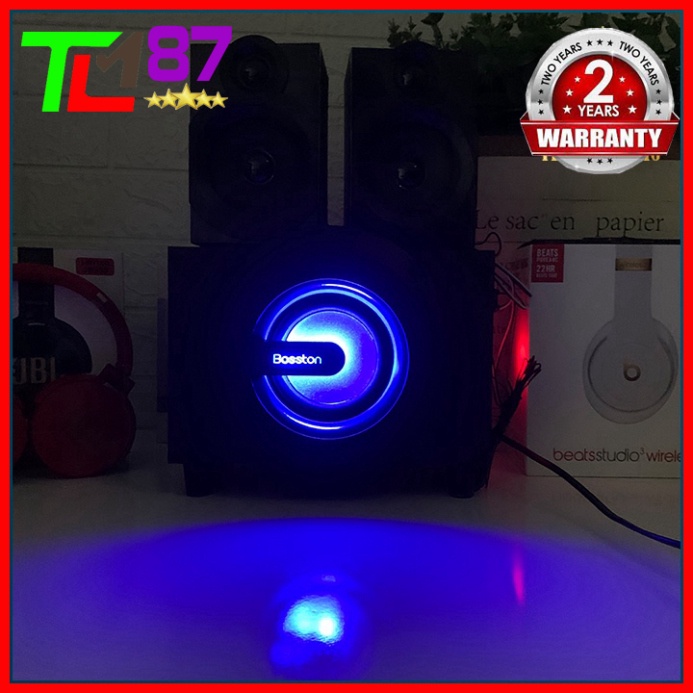 Loa Máy Vi Tính Đèn LED Bluetooth Bass Công Suất Lớn 2.1 BOSSTON T-3700BT - Loa Nghe Nhạc PC Laptop Để Bàn Mini Có Dây
