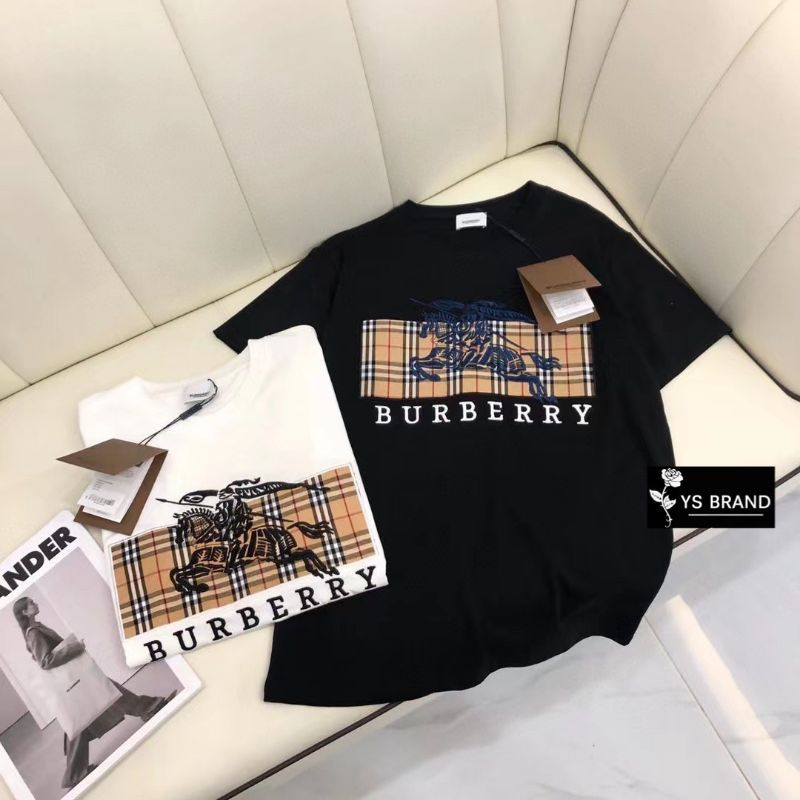 Áo Thun cotton Ngắn Tay In logo Burber Thời Trang Cho Nam / Nữ
