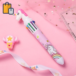 Bút bi hình đầu kỳ lân / khủng long 10 màu dễ thương