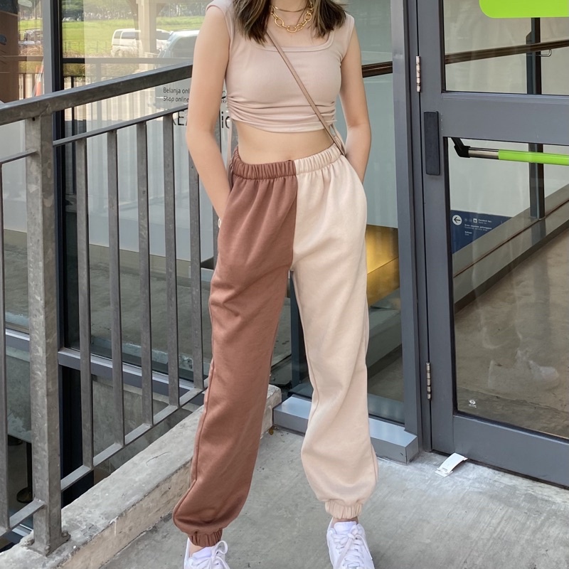 Quần JOGGER Hai Tông Màu / Quần JOGGER Dài / Quần JOGGER / Túi Trái / Chất Liệu Vải Thô Trẻ Em