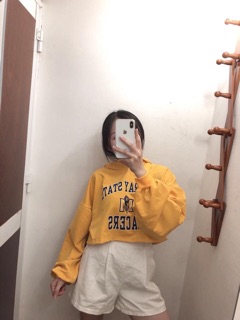 Áo thun croptop có nón hình thật