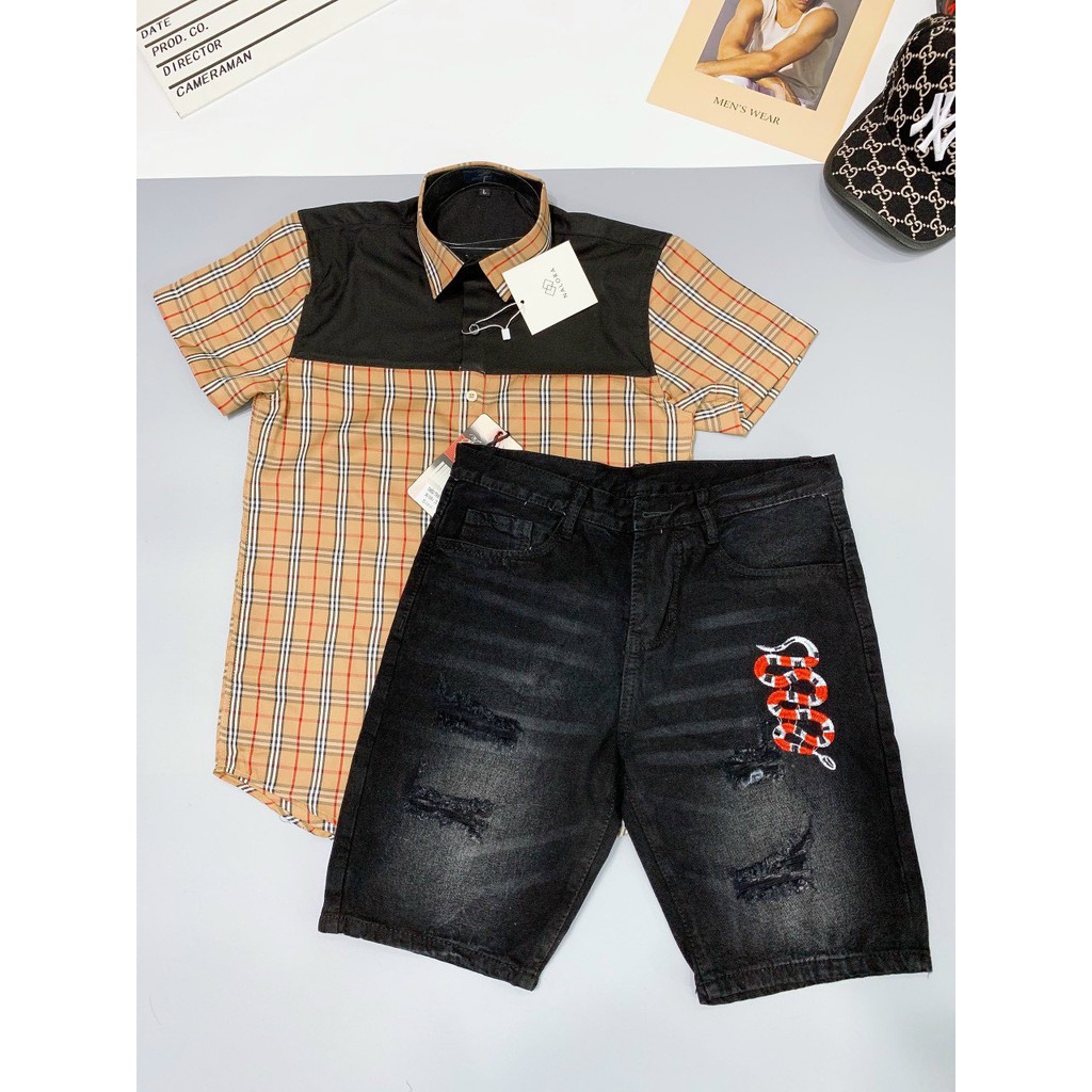 Quần short jean nam trắng cao cấp vải dày co dãn chất lượng rất đẹp | BigBuy360 - bigbuy360.vn