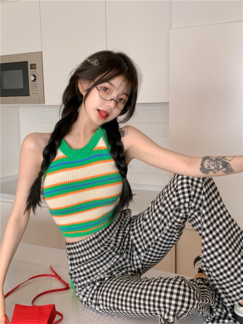 Áo Croptop Sát Nách Hoạ Tiết Kẻ Sọc Cho Phái Nữ | BigBuy360 - bigbuy360.vn