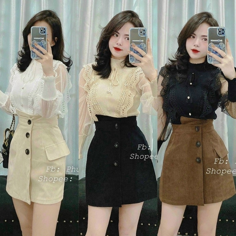 Áo Len Nơ Phối Tay Ren Bi Lưới Tiểu Thư, Chất Len Mongtoghi mỏng mềm mát.