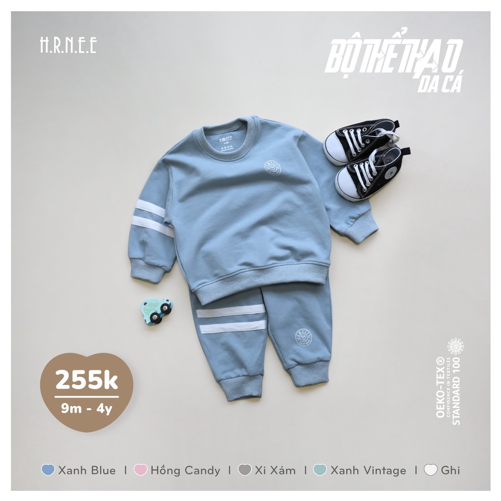 Bộ nỉ thể thao Hrnee cho bé dưới 4 tuổi