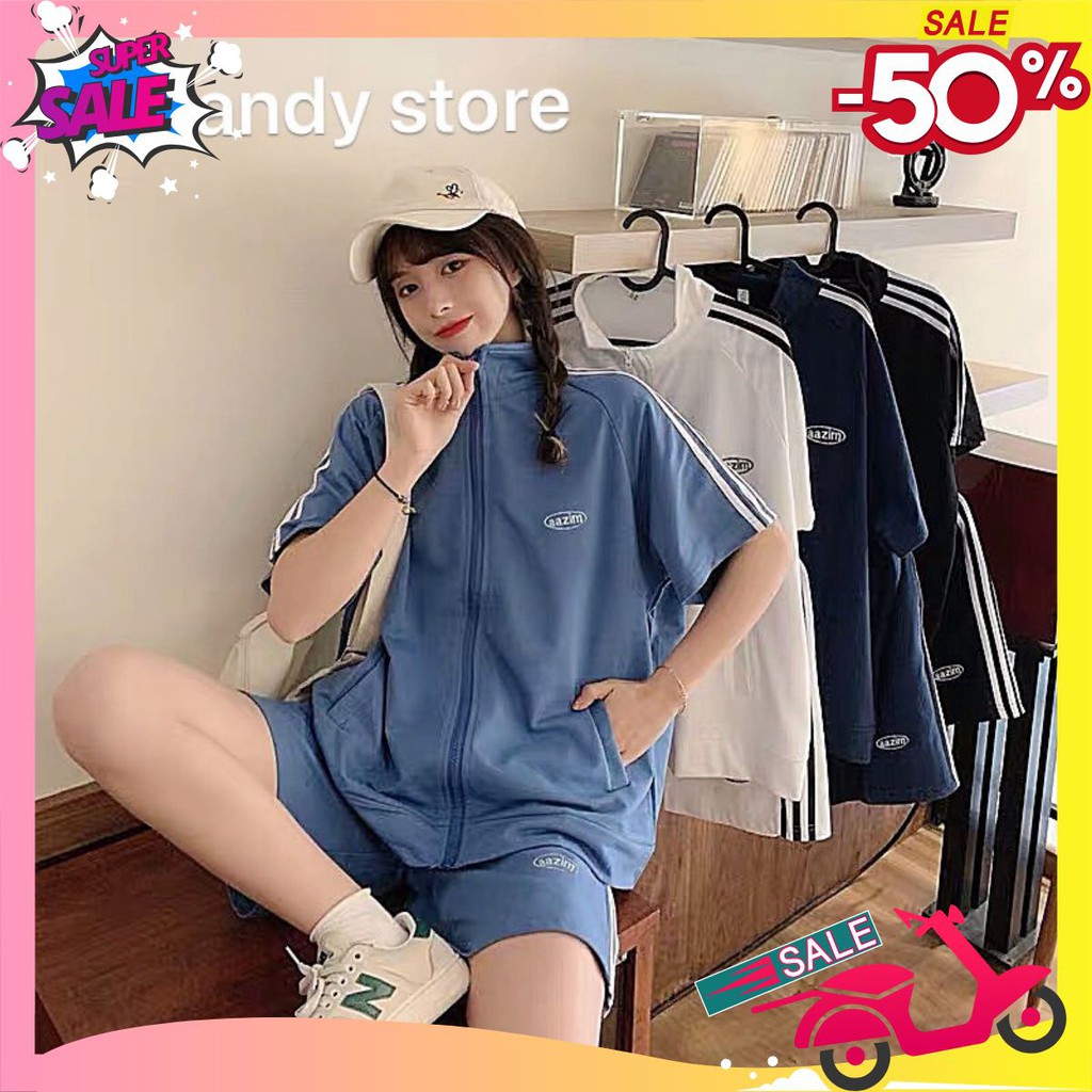 [Set] Đồ nữ 🦋 áo khoác kẻ có khóa kèm quần sooc đồ bộ thể thao form unisex trẻ trung năng động mặc đi học chơi BỘ ĐỒ 3 | BigBuy360 - bigbuy360.vn
