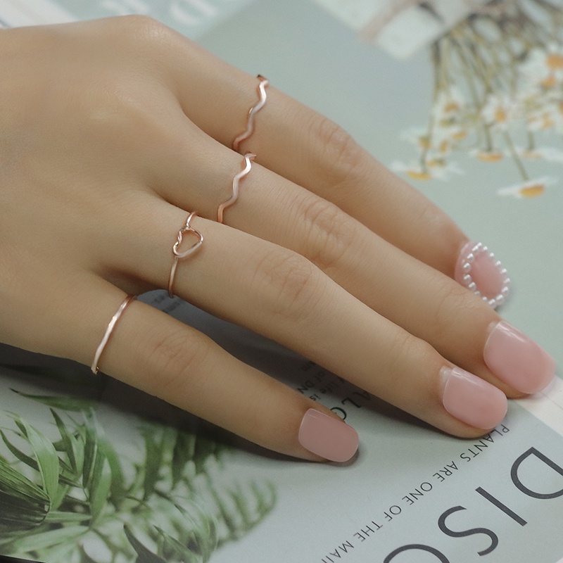 Set nhẫn thời trang kiểu dáng đơn giản cho nữ OUYOU