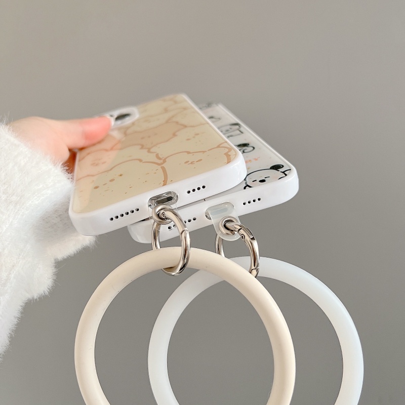 Ốp Điện Thoại Silicon Họa Tiết Chú Gấu Kèm Vòng Đeo Tay Cho iPhone 13 12 11 Pro Max Xs XR X Xs Max