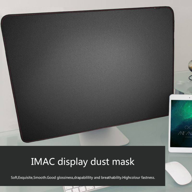 Bao Da PU Màu Đen Chống Bụi Chống Nước Có Ngăn Đựng Thẻ Và Túi Cho Apple iMac Macbook 21/27 Inch