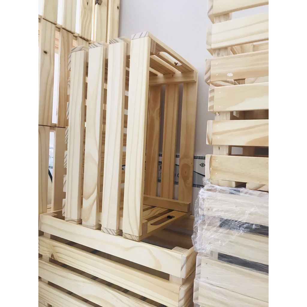 [ Nguyên Kiện ] Hộp Gỗ Pallet/ Thùng Gỗ Thông Tự Nhiên Gia Công Bóng Mịn Decor Indoor và Outdoor