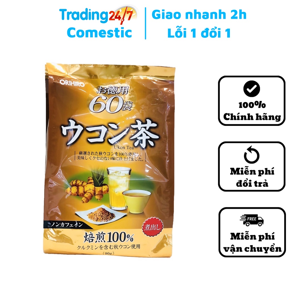 Trà nghệ mùa thu Ukon Tea Orihiro 60 gói Nhật Bản giải độc gan, bài tiết độc tố, phục hồi chức năng gan