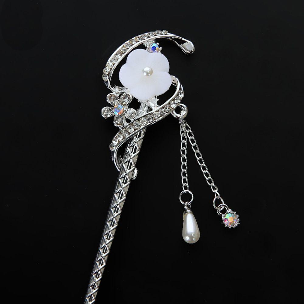 YVE Trâm Cài Tóc Bằng Gỗ Mun Đính Hoa Tua Rua Tạo Kiểu Tóc Cho Nữ