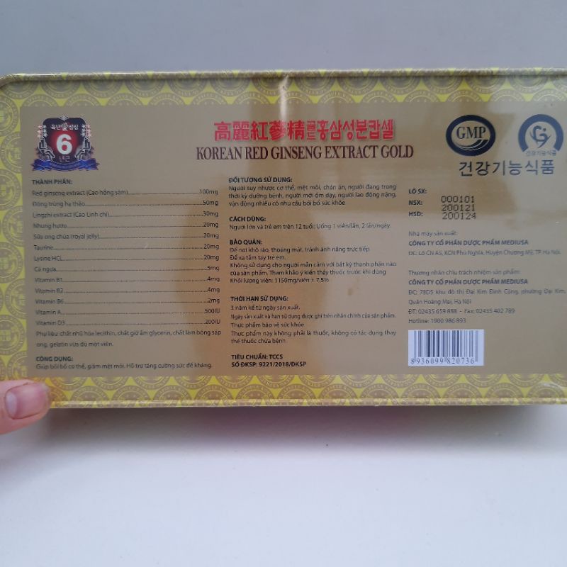 Viên ĐẠM HỒNG SÂM Linh chi, Đông trùng hạ thảo - KOREAN RED GINSENG - Giúp bồi bổ cơ thể, ăn ngon, ngủ tốt
