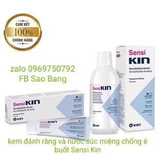 Trọn bộ 3 Sp Sensi Kin chống ê buốt răng.(kem đánh răng _ Nước súc miệng _gel bôi)