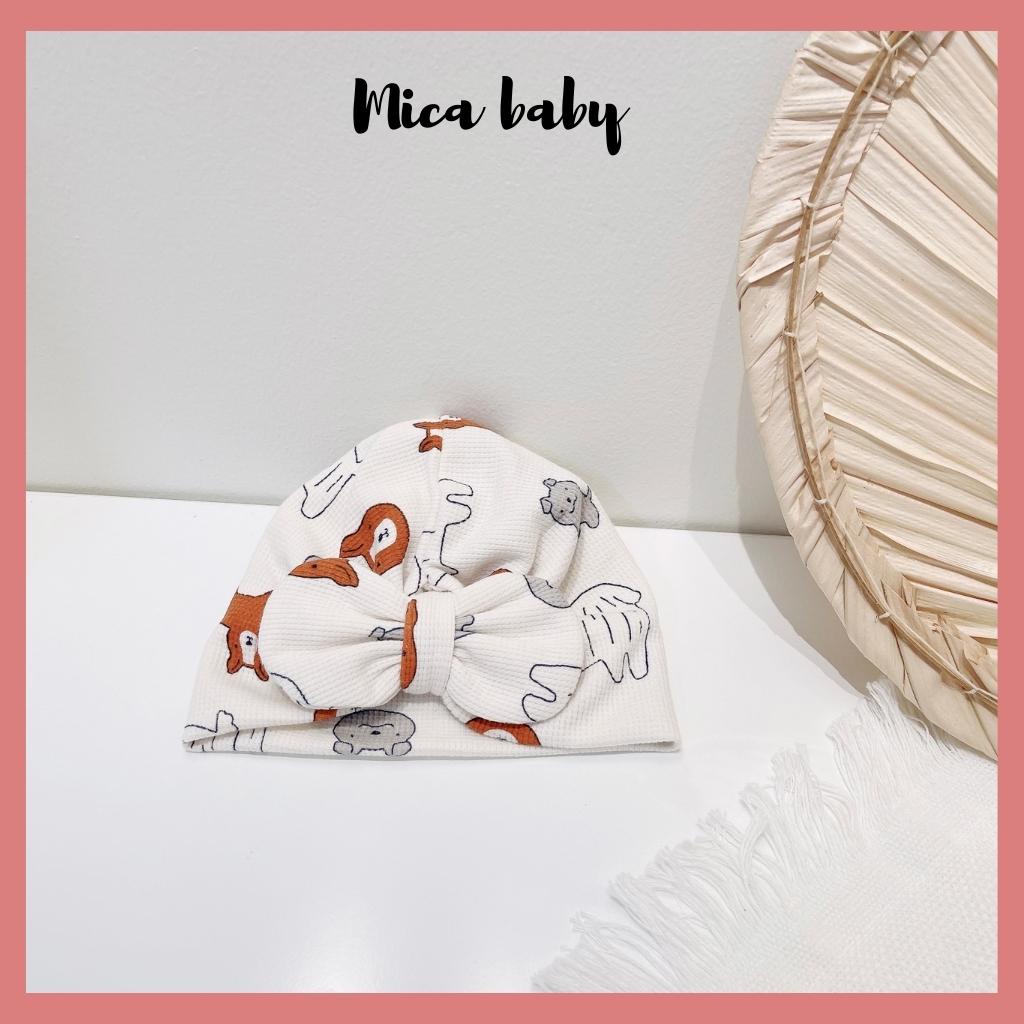 Mũ turban hoa tiết ba chú cún dễ thương cho bé Mica Baby MTB149