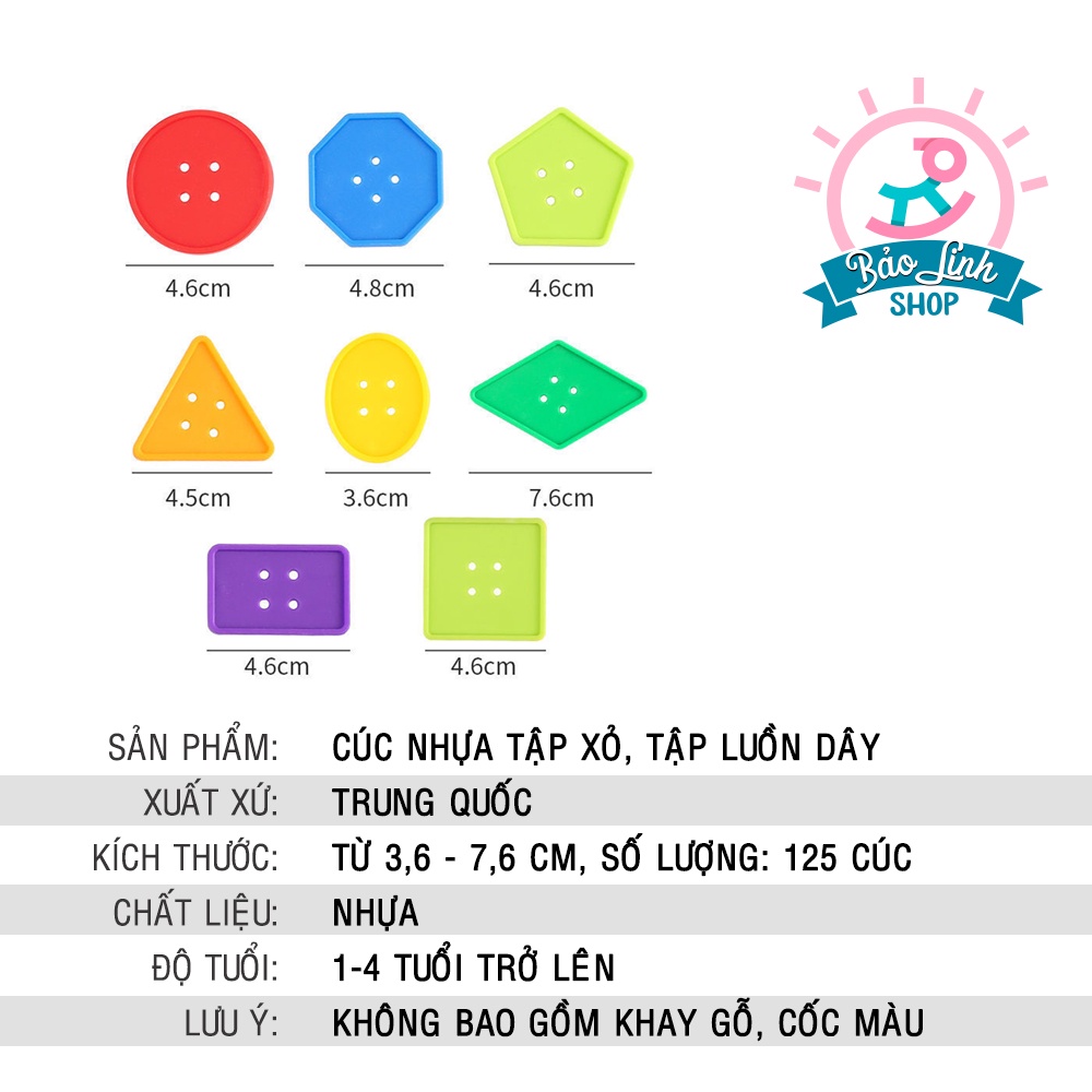Cúc nhựa LOẠI TO đồ chơi cho bé tập thả xu, phân loại màu, tập xỏ dây, xếp hình phát triển tư duy, sáng tạo