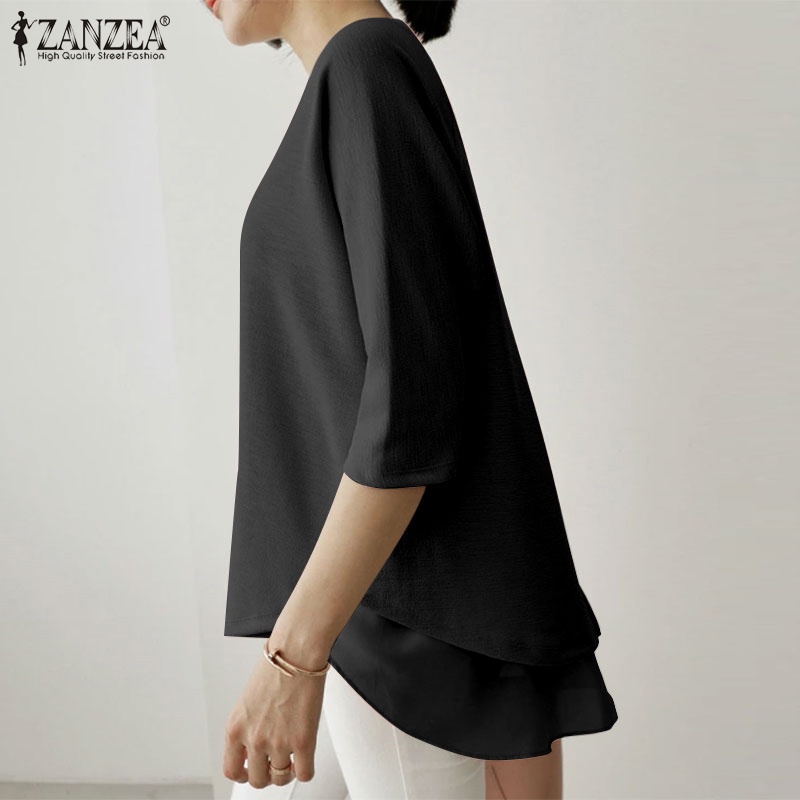 Zanzea Áo Voan Tay Lửng Cổ Tròn Phong Cách Cổ Điển Thanh Lịch Dành Cho Nữ