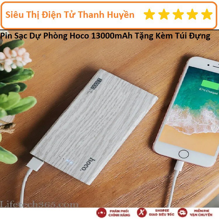 Mua ngay Pin Sạc Dự Phòng Hoco B36 Wood Grain 13000mAh Chính Hãng [Freeship 10k]