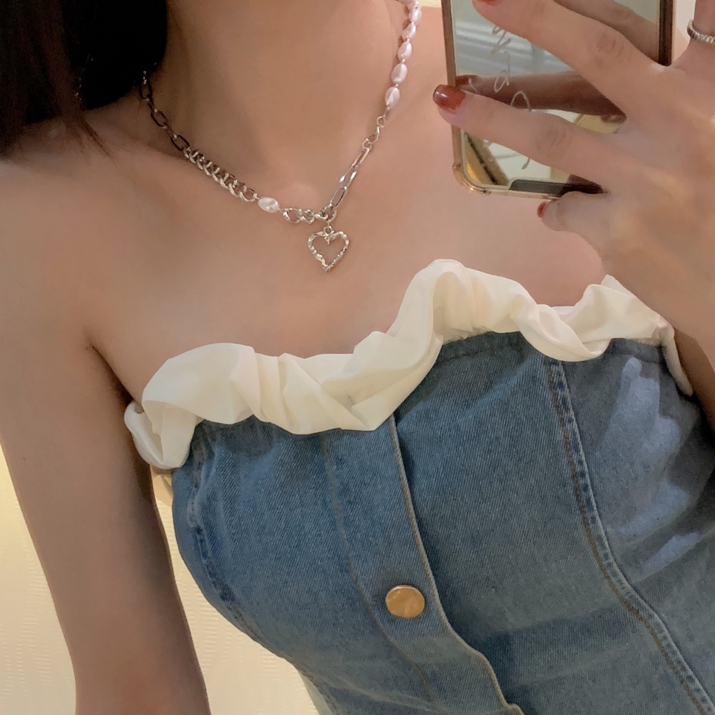 Vòng cổ ngọc trai mặt trái tim cao cấp sang trọng