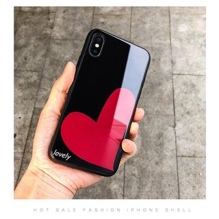 Ốp Cường Lực Tim Đỏ Đen ip6,6s,6plus,6splus,7,7plus,8,8plus,X