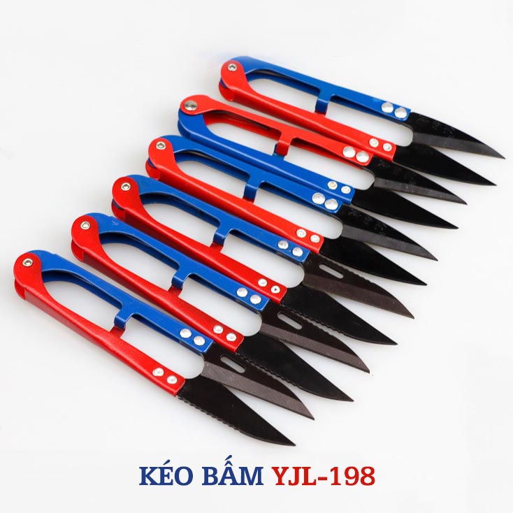 Kéo bấm cắt chỉ, len cao cấp chính hãng chuyên dụng ngành may, kéo xanh đỏ YJL198, PIN 1433