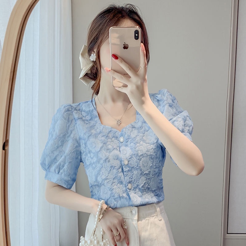 Áo Chiffon Cổ Vuông Plus Size Thời Trang Mùa Hè Dành Cho Nữ