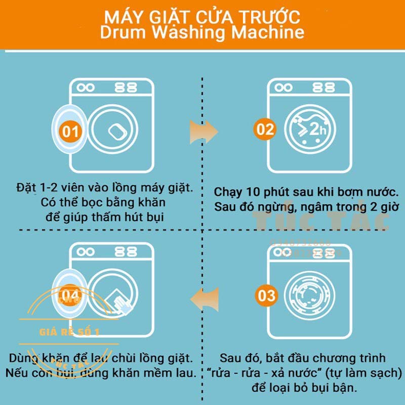 [ HỘP 12 VIÊN ] Viên Tẩy Vệ Sinh Lồng Máy Giặt, Viên Thả Vệ Sinh Sạch Cặn Bẩn, Diệt Khuẩn - bán cả thế giới