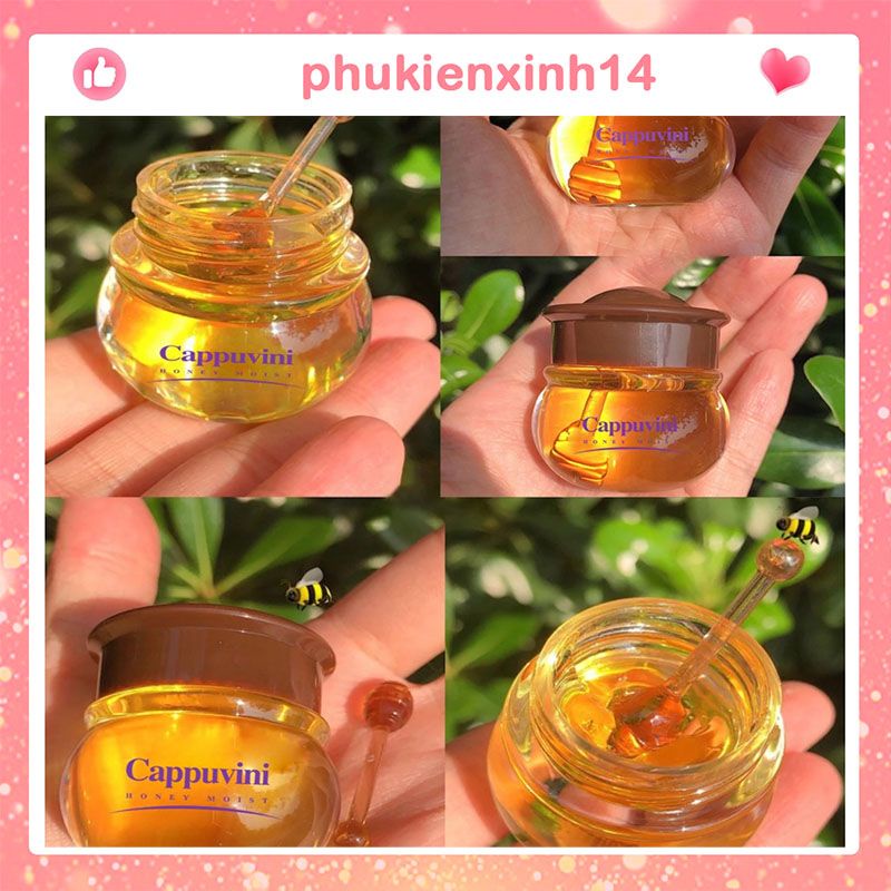 Hũ Nạ Môi Kiêm Son Dưỡng Ong Vàng Cappuvini Honey Moist - Son dưỡng chiết xuất mật ong làm ẩm mượt môi