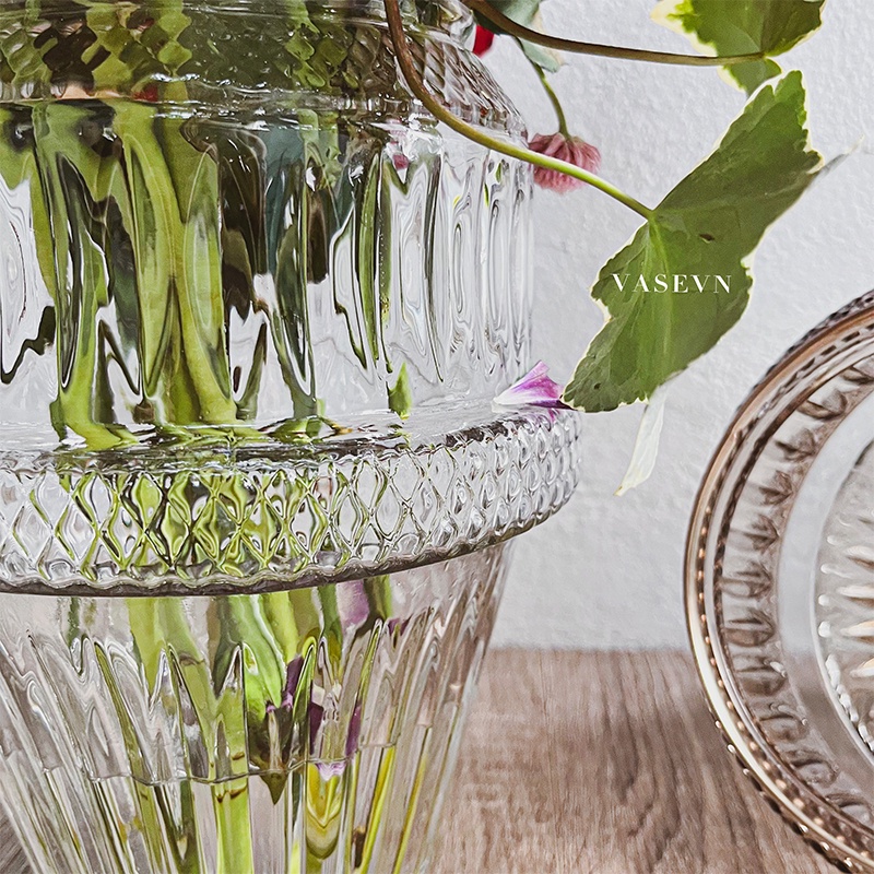 Lọ Hoa Thủy Tinh - Dáng thấp - Miệng Loe - Decor