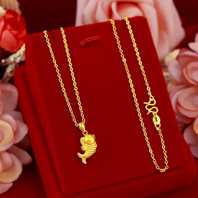 Dây Chuyền Xi Mạ Vàng 375%Phong Cách Hàn Quốc Koi Ring Female Necklace