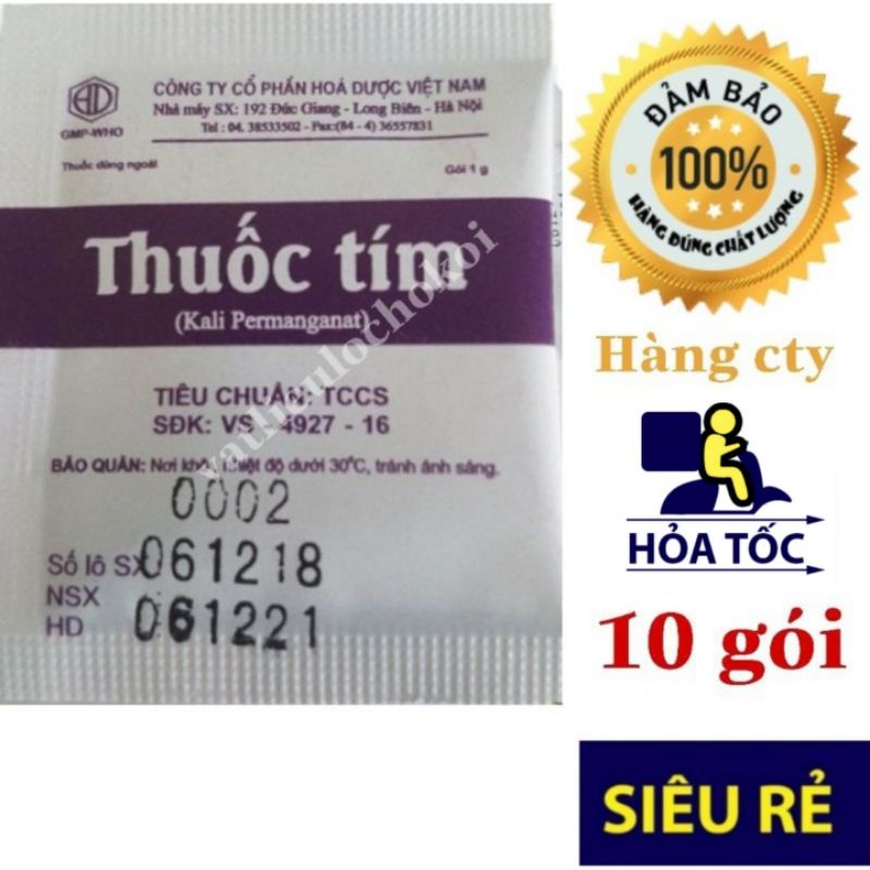 Thuốc Tím KMNO4 gói 1g ( bịch 10 gói ) hàng cty loại 1