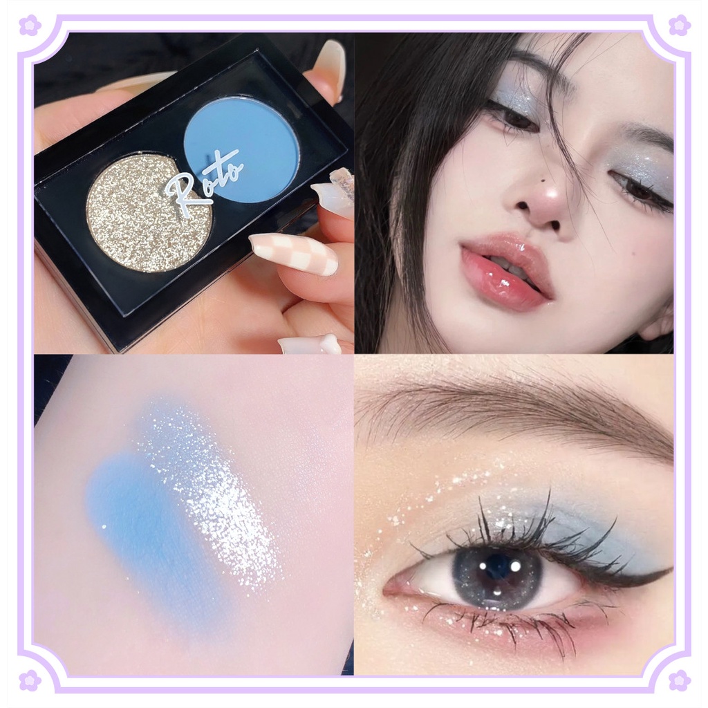 Roto/Dikalu Tatibeauty Bộ Đôi Mờ Ngọc Trai Eyeshadow Palette Chống Thấm Nước Bền Bí Đỏ Hoa Hồng Xanh Dương Mắt Trang Điểm 8 Màu