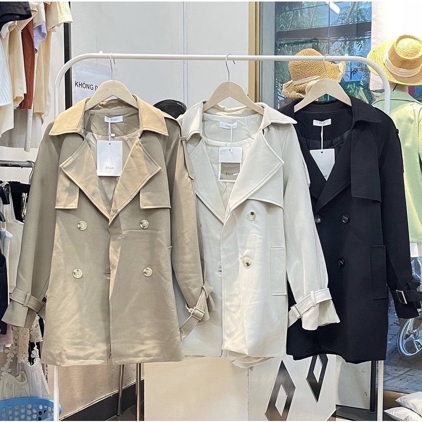 Áo Khoác Măng Tô Dáng Dài Hàn Quốc Kèm Đai