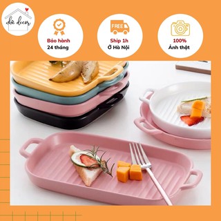 Khay đĩa sứ hình chữ nhật có thể nướng đựng đồ ăn decor chụp ảnh ship 1h đóng thùng không lo hư hỏng