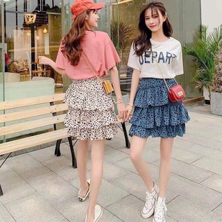 (boxuanhai) set áo pull và chân váy chấm bi