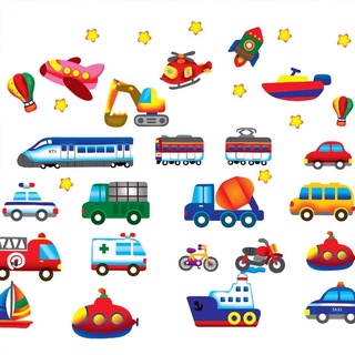 Decal dán tường Phương tiện giao thông cho bé - kiddecals - AY7212 Zooyoo
