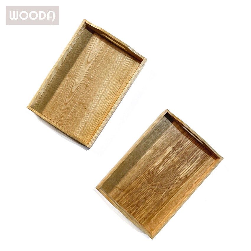 Khay gỗ lớn hình chữ nhật có tay cầm đa năng chất lượng, khay đựng trà, decor và phục vụ