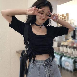 Áo Thun Nữ Tay Ngắn Rút Dây Thời Trang Hàn Quốc
