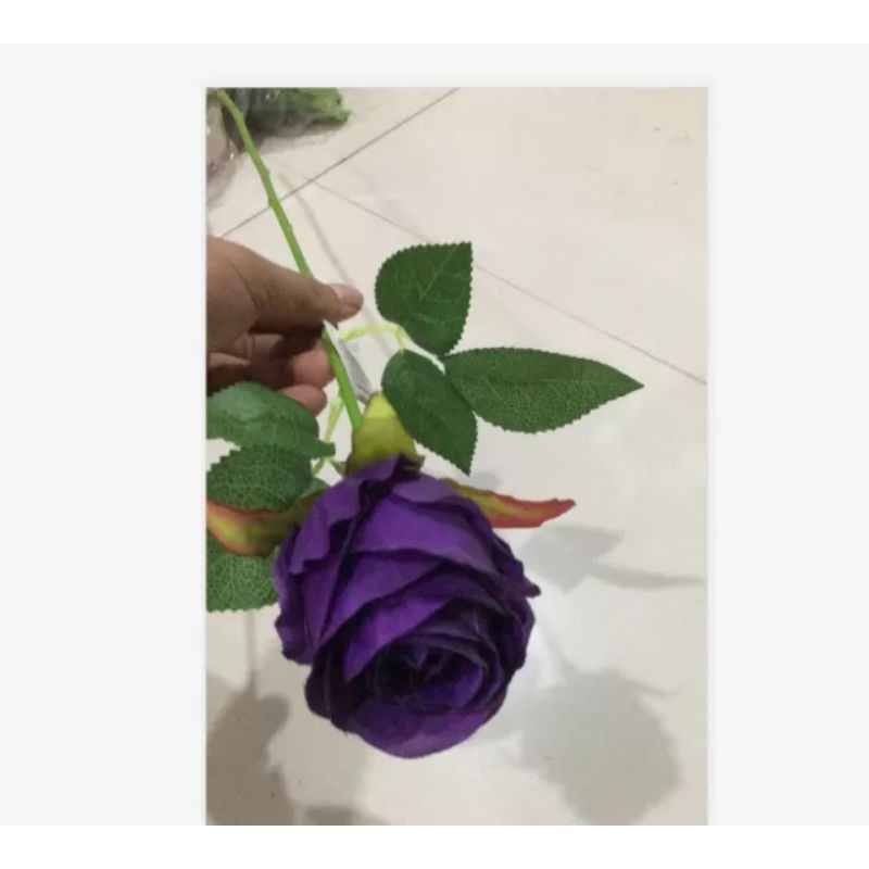 1 cành hồng lụa , cành hoa hồng đơn cao 50cm