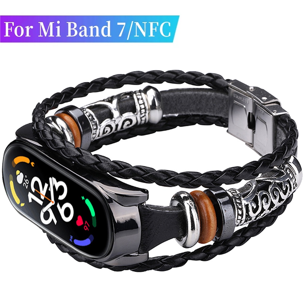 Dây Đeo Thay Thế Chất Liệu Da Phong Cách Cổ Điển Cho Xiaomi Mi Band 7 NFC / Miband 7